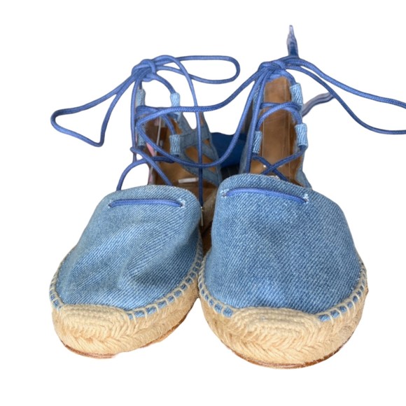 Aquazzura Women Belgravia Blue Denim Espadrilles Sandals Size 36.5 100% Auth - Picture 4 of 11